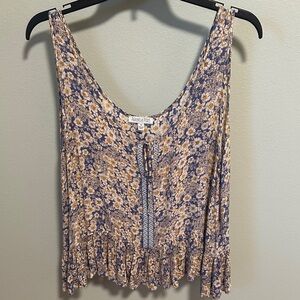 Patrons of Peace Floral Tank Top - Navy and Yellow